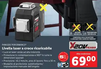 Lidl PARKSIDE PERFORMANCE Livella laser a croce ricaricabile offerta