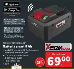 Lidl PARKSIDE PERFORMANCE Batteria smart 8 Ah offerta