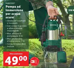 Lidl PARKSIDE Pompa ad immersione per acque scure offerta