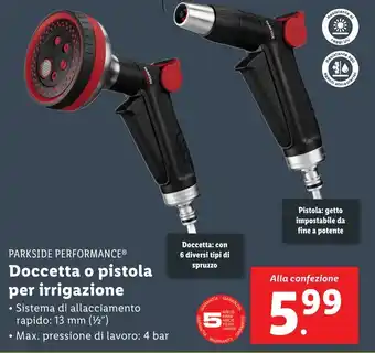 Lidl PARKSIDE PERFORMANCE Doccetta o pistola per irrigazione offerta