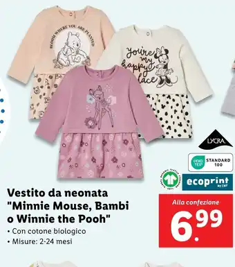 Lidl Vestito da neonata "Minnie Mouse, Bambi o Winnie the Pooh" offerta