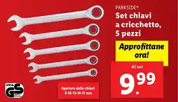 Lidl PARKSIDE Set chiavi a cricchetto, 5 pezzi offerta