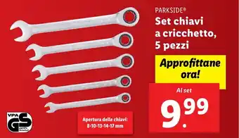 Lidl PARKSIDE Set chiavi a cricchetto, 5 pezzi offerta