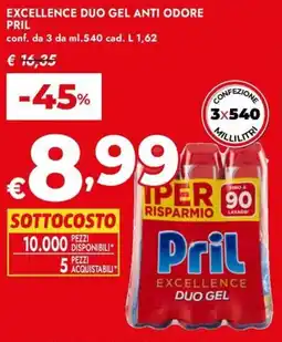 Bennet Excellence duo gel anti odore PRIL offerta