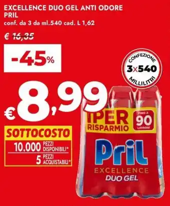 Bennet Excellence duo gel anti odore PRIL offerta