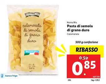 Lidl Nonna mia pasta di semola di grano duro Calamarata offerta