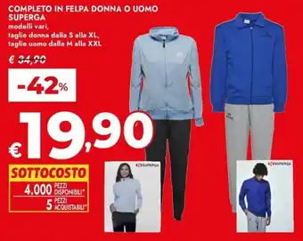 Bennet Completo in felpa donna o uomo SUPERGA offerta