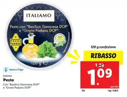 Lidl Italiamo pesto con "basilico genovese dop" e grana padano dop offerta