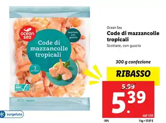 Lidl Ocean sea code di mazzancolle tropicali offerta