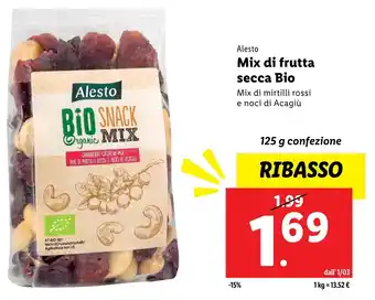 Lidl Alesto mix di frutta secca bio offerta