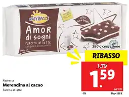 Lidl Nastrecce merendina al cacao farcita al latte offerta