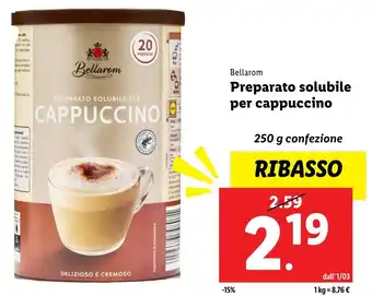 Lidl Bellarom preparato solubile per cappuccino offerta