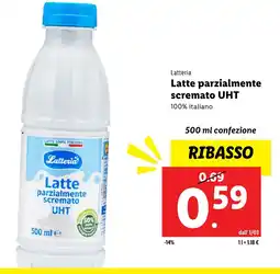 Lidl Latteria Latte parzialmente scremato UHT offerta