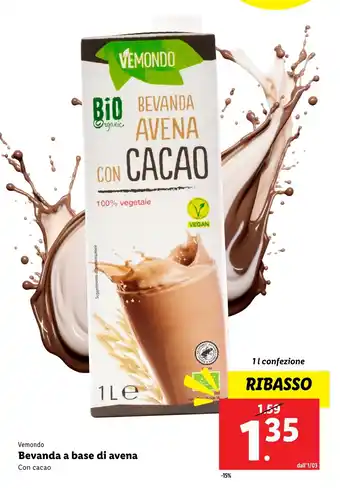 Lidl Vemondo bevanda a base di avena con cacao offerta