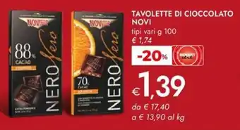 Bennet Tavolette di cioccolato NOVI offerta