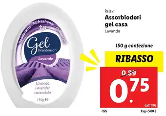 Lidl Relevi assorbiodori gel casa lavanda offerta