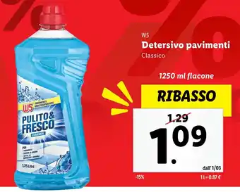 Lidl W5 detersivo pavimenti Classico offerta