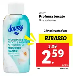 Lidl Doussy profuma bucato muschio bianco offerta