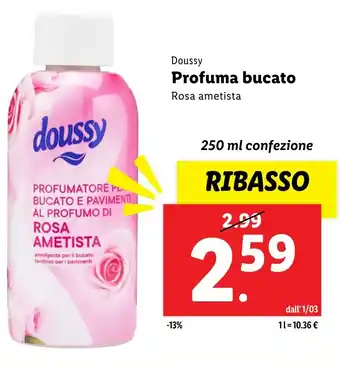 Lidl Doussy profuma bucato rosa ametista offerta