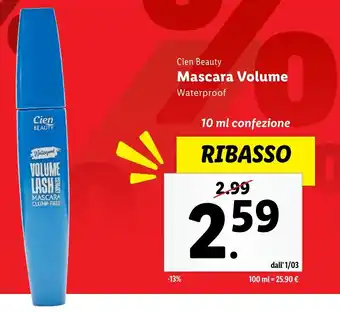 Lidl Cien beauty mascara volume waterproof offerta