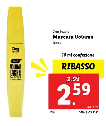 Lidl Cien beauty mascara volume black offerta