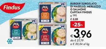 Bennet Burger surgelato di nasello, merluzzo o salmone CAPITAN FINDUS offerta