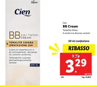 Lidl Cien bb cream Tonalità chiara offerta