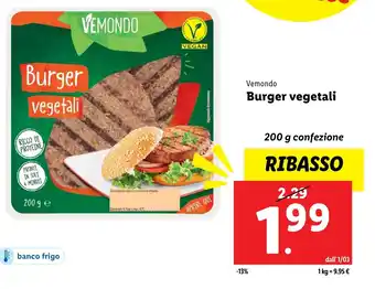 Lidl Vemondo burger vegetali offerta