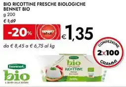 Bennet Bio ricottine fresche biologiche bennet bio offerta