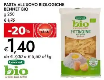 Bennet Pasta all'uovo biologiche bennet bio offerta