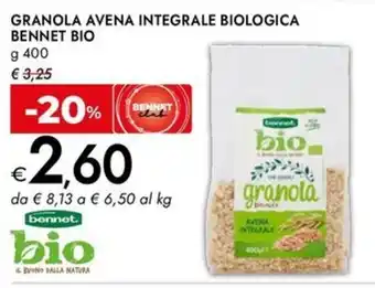 Bennet Granola avena integrale biologica bennet bio offerta