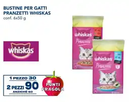 Esselunga Bustine per gatti pranzetti WHISKAS offerta