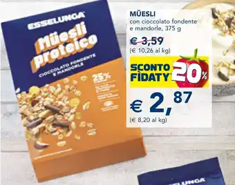 Esselunga MÜESLI con cioccolato fondente e mandorle offerta