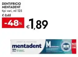 Bennet Dentifricio mentadent tipi vari, offerta