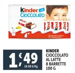 Deco Supermercati Kinder cioccolato al latte 8 barrette offerta