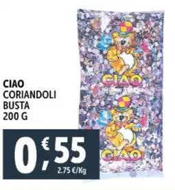 Deco Supermercati Coriandoli busta CIAO offerta