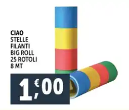 Deco Supermercati CIAO Stelle filanti big roll 25 rotoli 8 mt offerta