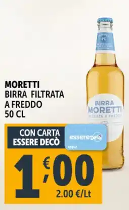 Deco Supermercati Birra filtrata a freddo MORETTI offerta