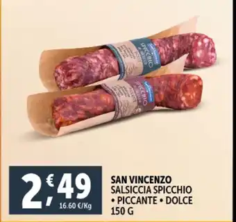 Deco Supermercati SAN VINCENZO salsiccia spicchio piccante dolce offerta