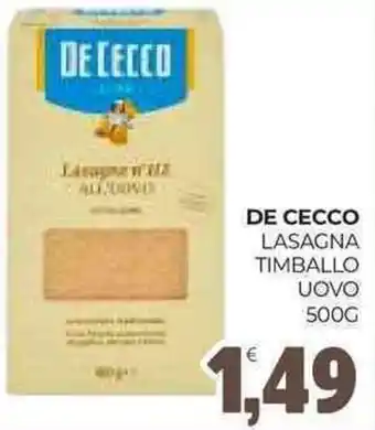 Eté De cecco lasagna timballo uovo offerta