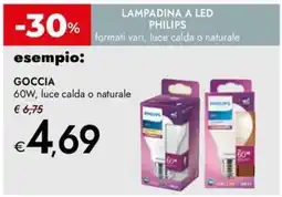 Bennet Lampadina a led philips goccia 60W, luce calda o naturale offerta