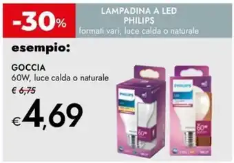 Bennet Lampadina a led philips goccia 60W, luce calda o naturale offerta