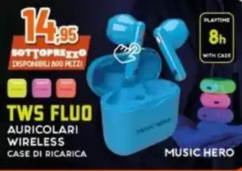 Expert Tws fluo auricolari wireless case di ricarica offerta