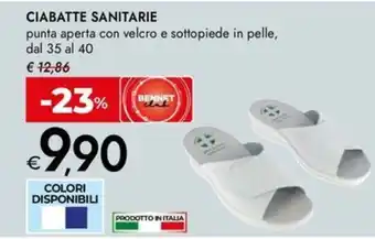 Bennet Ciabatte sanitarie punta aperta con velcro e sottopiede in pelle, offerta