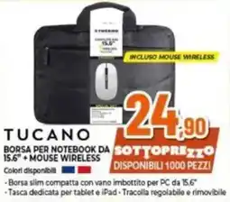 Expert TUCANO BORSA PER NOTEBOOK DA 15.6" + MOUSE WIRELESS offerta