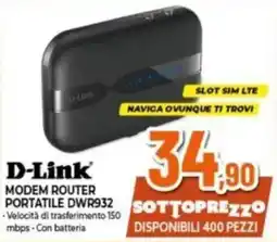 Expert D-Link MODEM ROUTER PORTATILE DWR932 offerta