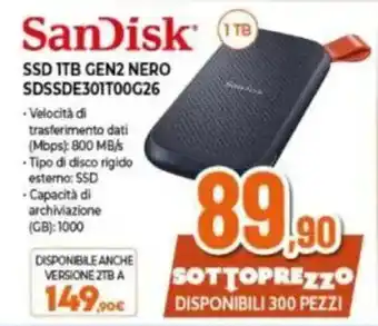 Expert SanDisk SSD 1TB GEN2 NERO SDSSDE301T00G26 offerta