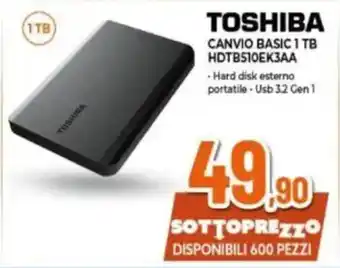 Expert TOSHIBA CANVIO BASIC 1TB HDTB510EK3AA offerta