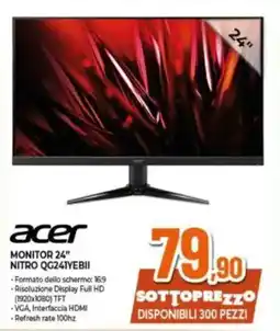 Expert acer MONITOR 24" NITRO QG241YEBII offerta