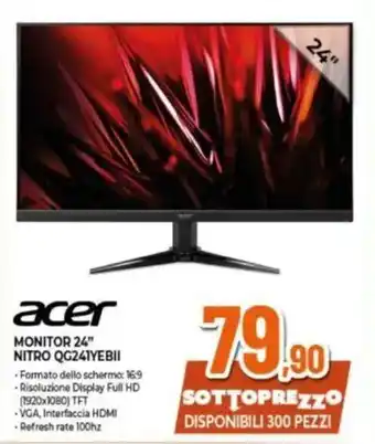 Expert acer MONITOR 24" NITRO QG241YEBII offerta